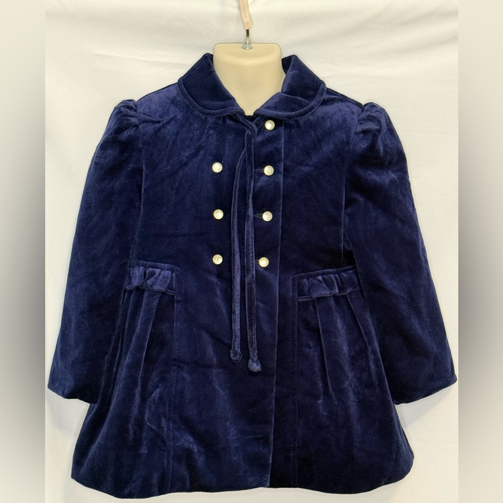 Vintage Cute Togs Navy Blue Velvet Coat Girls Size 4 Made in USA
